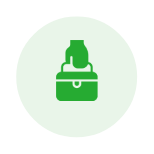 Grüne Tasche mit Flasche